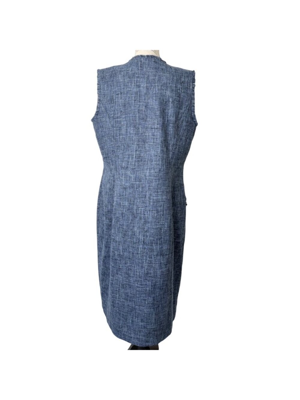 J.McLaughlin Womens Size 14 Dress Tweed Blue Sleeveless Double-Breasted Buttoned - Picture 4 of 9